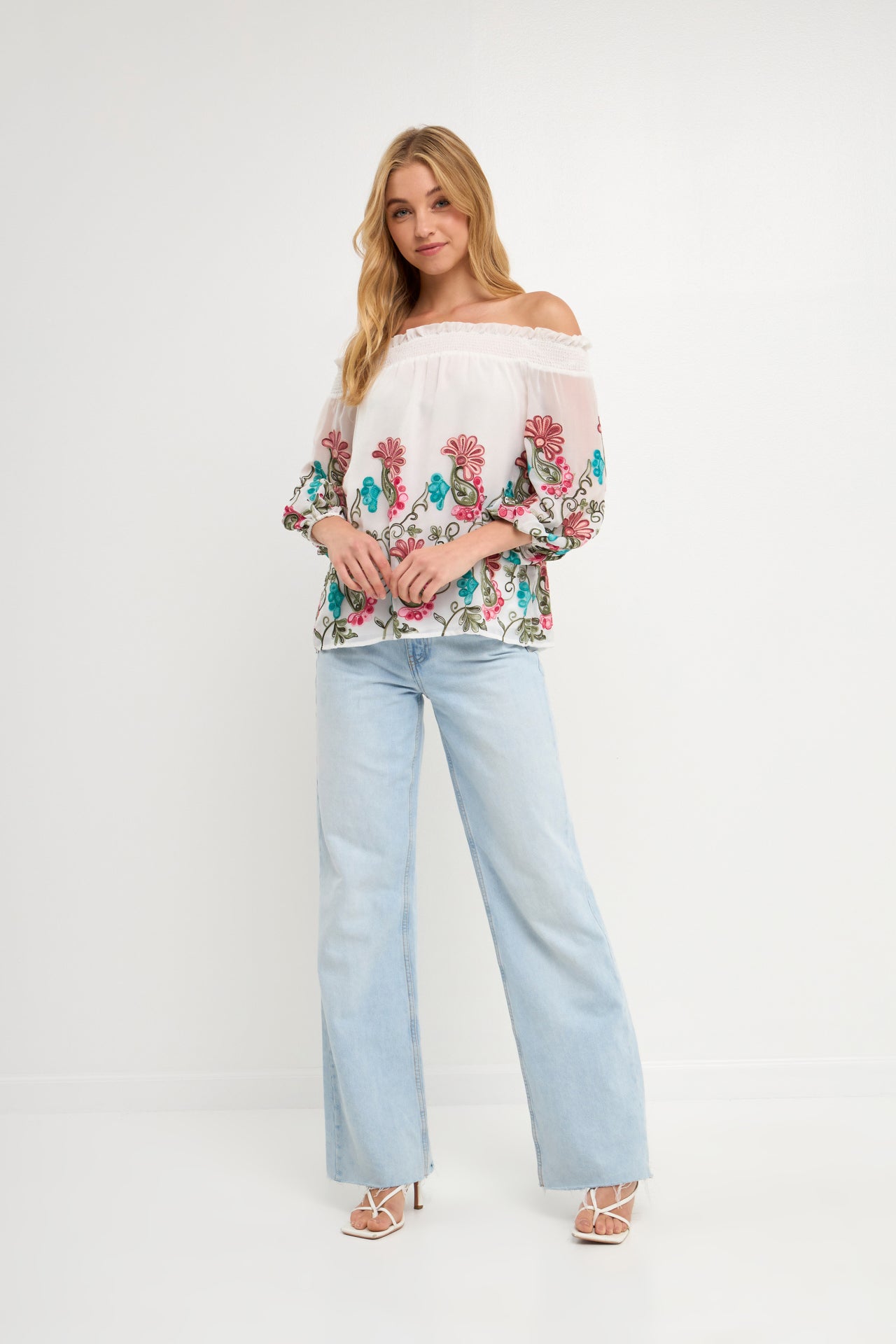 FREE THE ROSES - Embroidered Off Shoulder Top - TOPS available at Objectrare