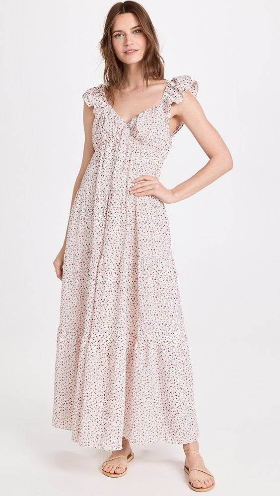 Floral Ruffle Sleeve Maxi Dress