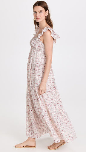 Floral Ruffle Sleeve Maxi Dress