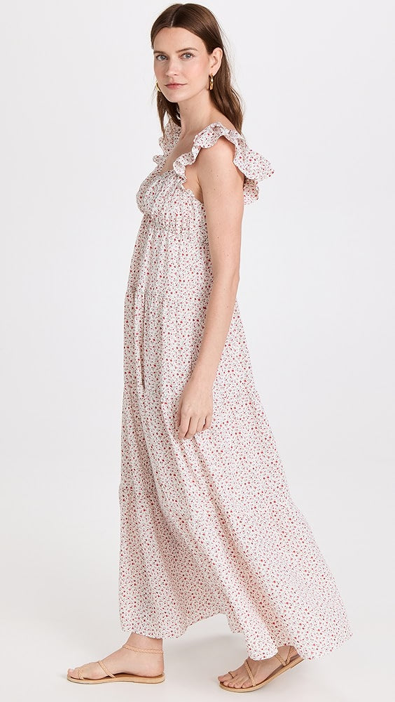 Floral Ruffle Sleeve Maxi Dress