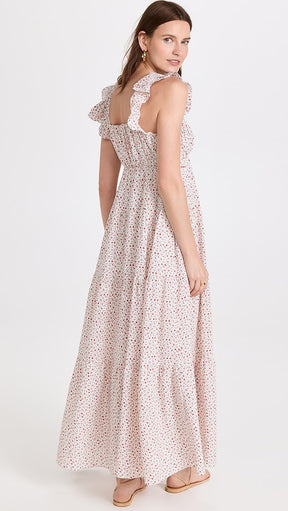 Floral Ruffle Sleeve Maxi Dress