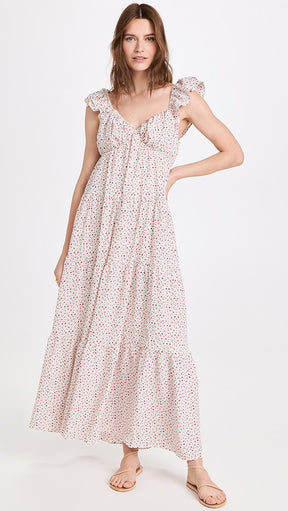 Floral Ruffle Sleeve Maxi Dress