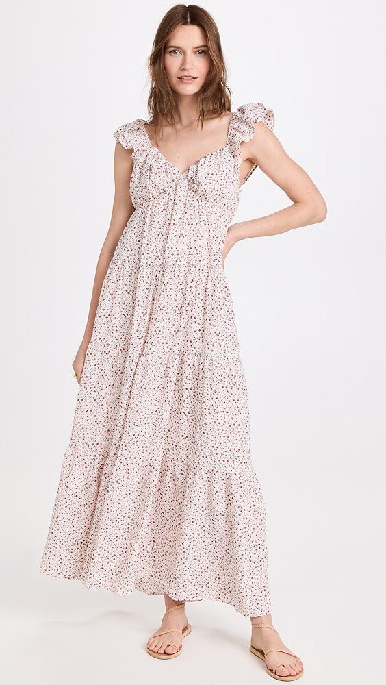 Floral Ruffle Sleeve Maxi Dress