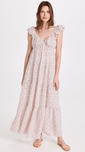 Floral Ruffle Sleeve Maxi Dress