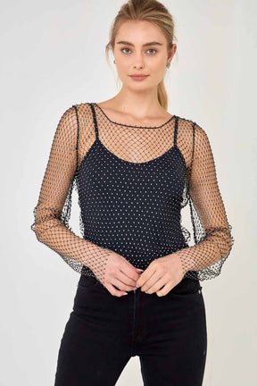 ENDLESS ROSE - Crystal Mesh Top - TOPS available at Objectrare
