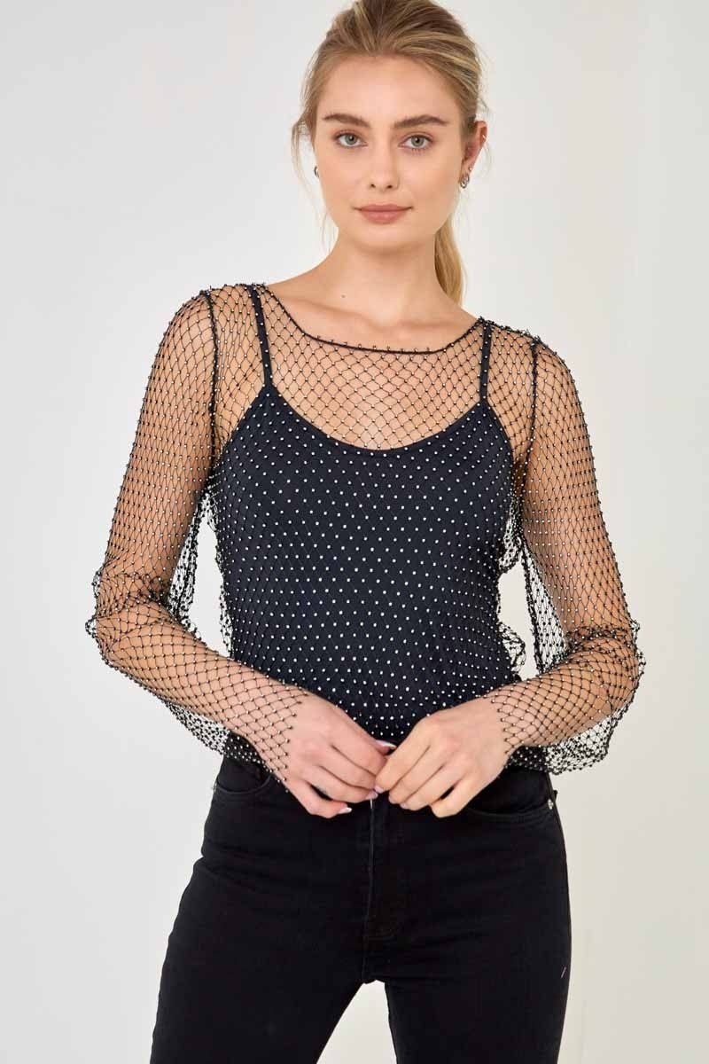 ENDLESS ROSE - Crystal Mesh Top - TOPS available at Objectrare