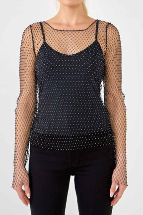 ENDLESS ROSE - Endless Rose - Crystal Mesh Top - TOPS available at Objectrare