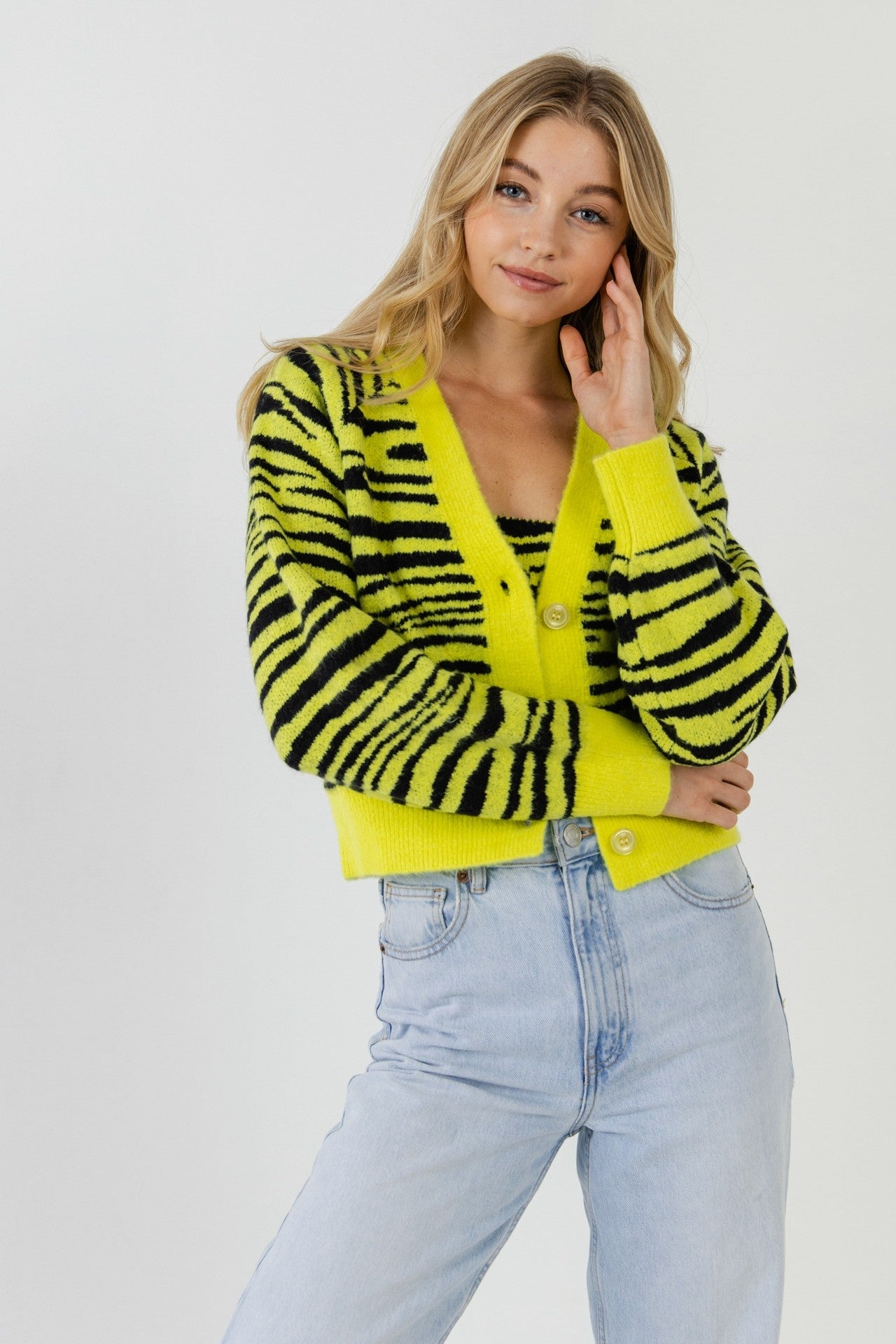 ENGLISH FACTORY - Tiger Knit Cardigan - CARDIGANS available at Objectrare