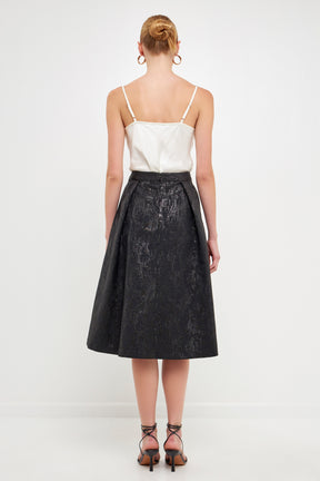 ENDLESS ROSE - Metallic Jacquard Flare Midi Skirt - sale available at Objectrare