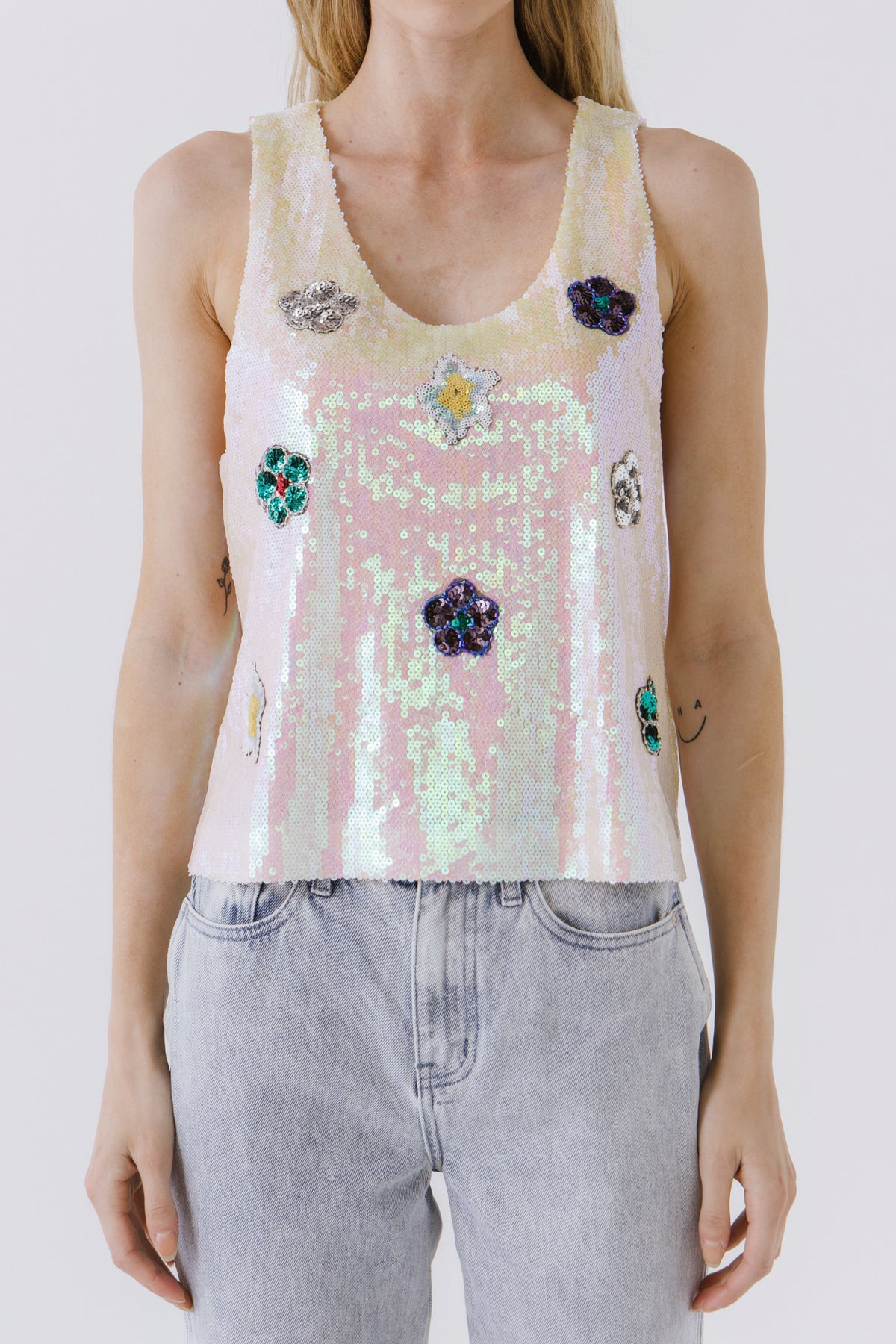 ENDLESS ROSE - Bella Sequin Floral Tank - CAMI TOPS & TANK available at Objectrare