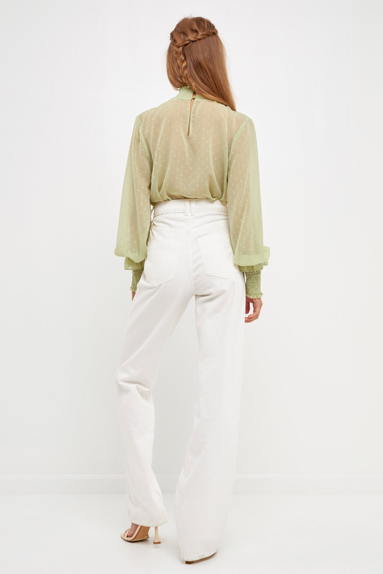 ENGLISH FACTORY - Smocking Detailed Long Sleeve Woven Top - SHIRTS & BLOUSES available at Objectrare