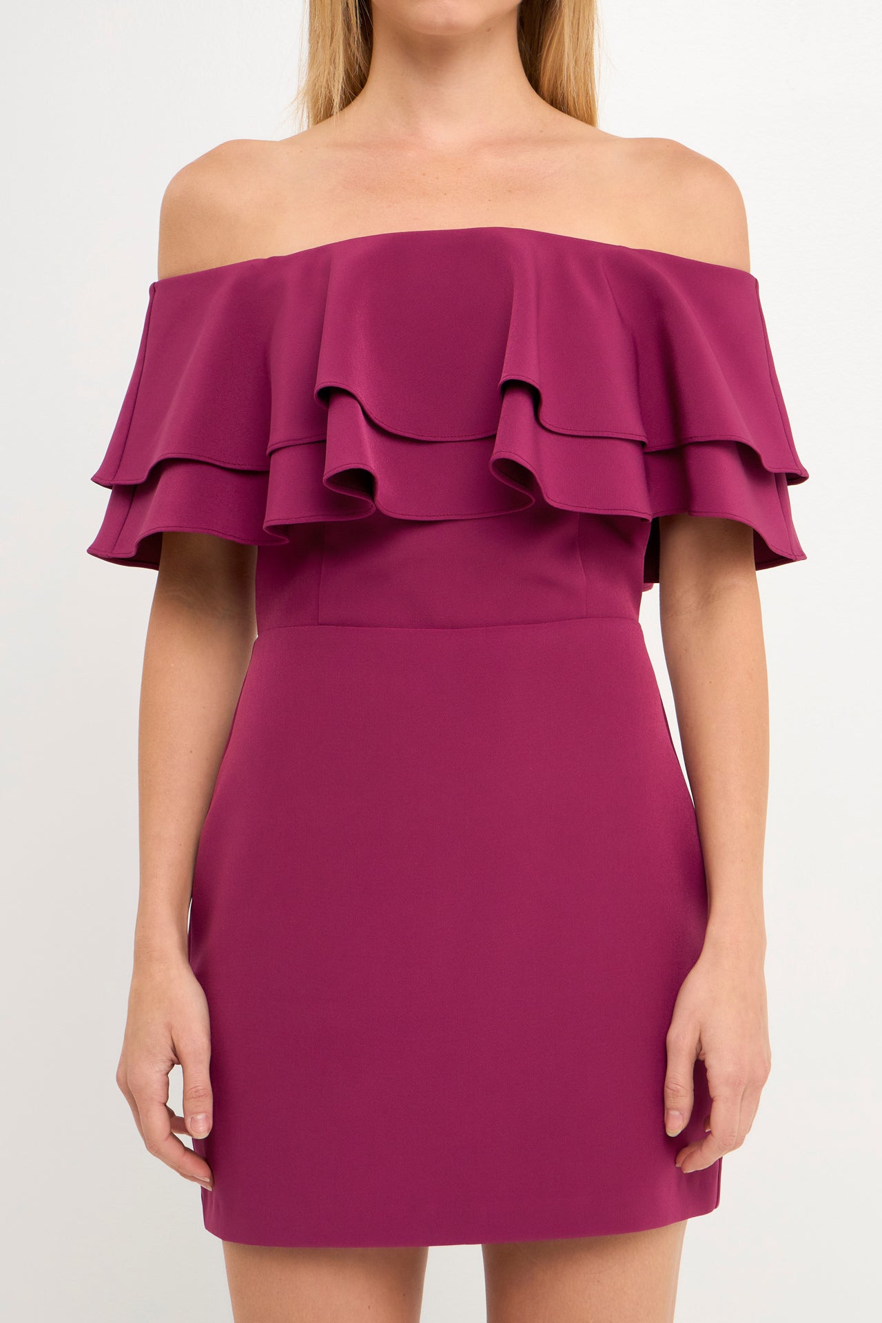ENDLESS ROSE - Ruffled Off Shoulder Mini Dress - DRESSES available at Objectrare