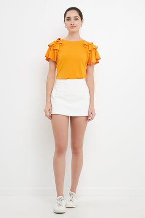 ENGLISH FACTORY - Shoulder Ruffle Top - T-SHIRTS available at Objectrare