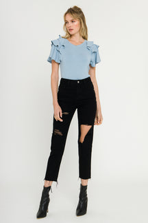 ENGLISH FACTORY - Shoulder Ruffle Top - T-SHIRTS available at Objectrare