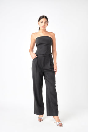 GREY LAB - Pinstriped Wide Leg Pants - PANTS available at Objectrare