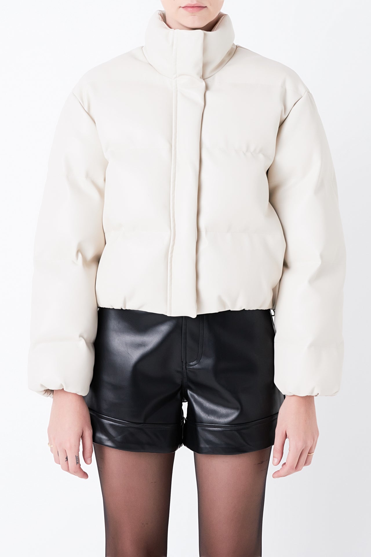 GREY LAB - Cropped Puffer Jacket - OUTERWEAR available at Objectrare