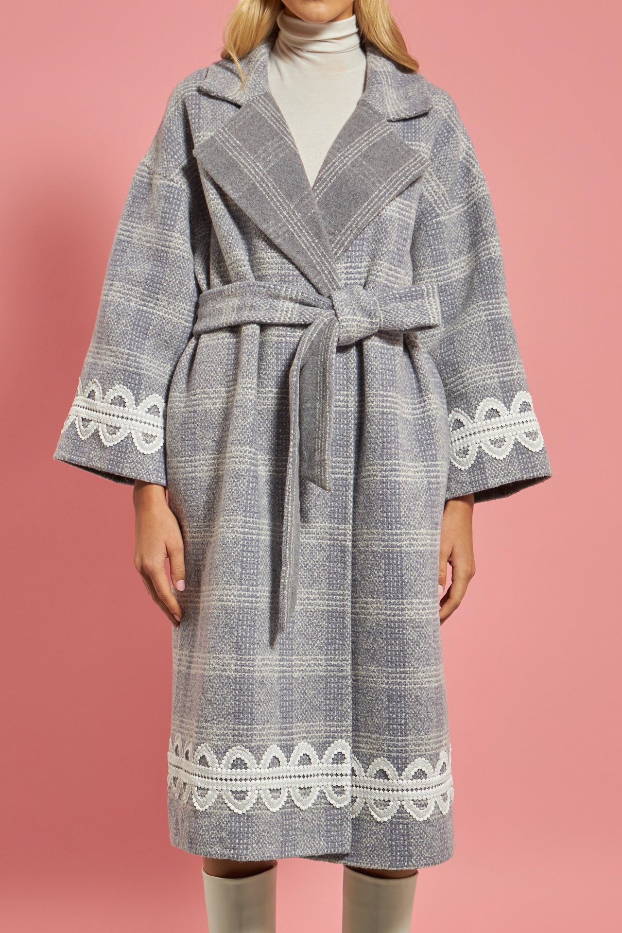 ENGLISH FACTORY - Premium Long Plaid Wrap Coat - COATS available at Objectrare