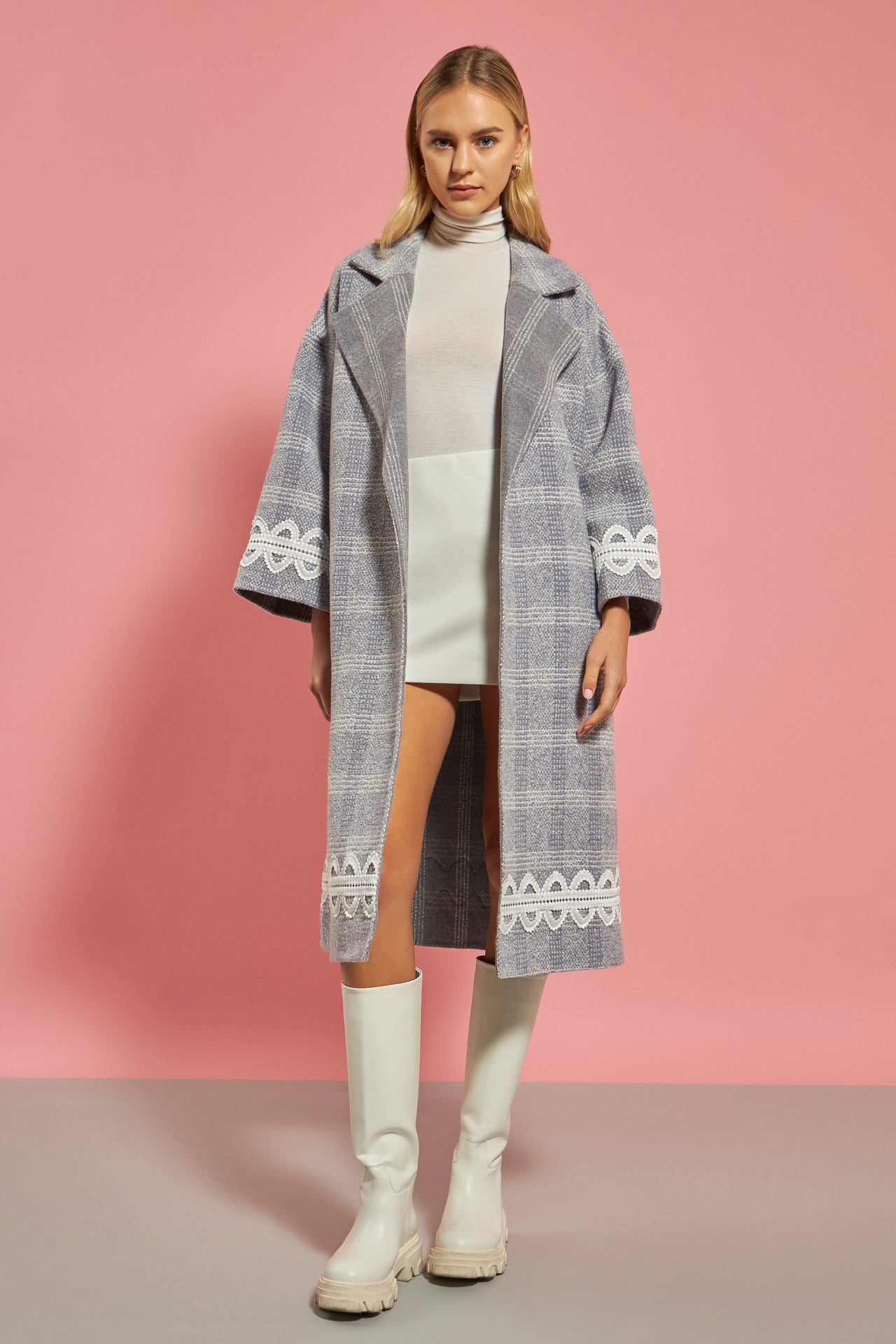 ENGLISH FACTORY - Premium Long Plaid Wrap Coat - COATS available at Objectrare