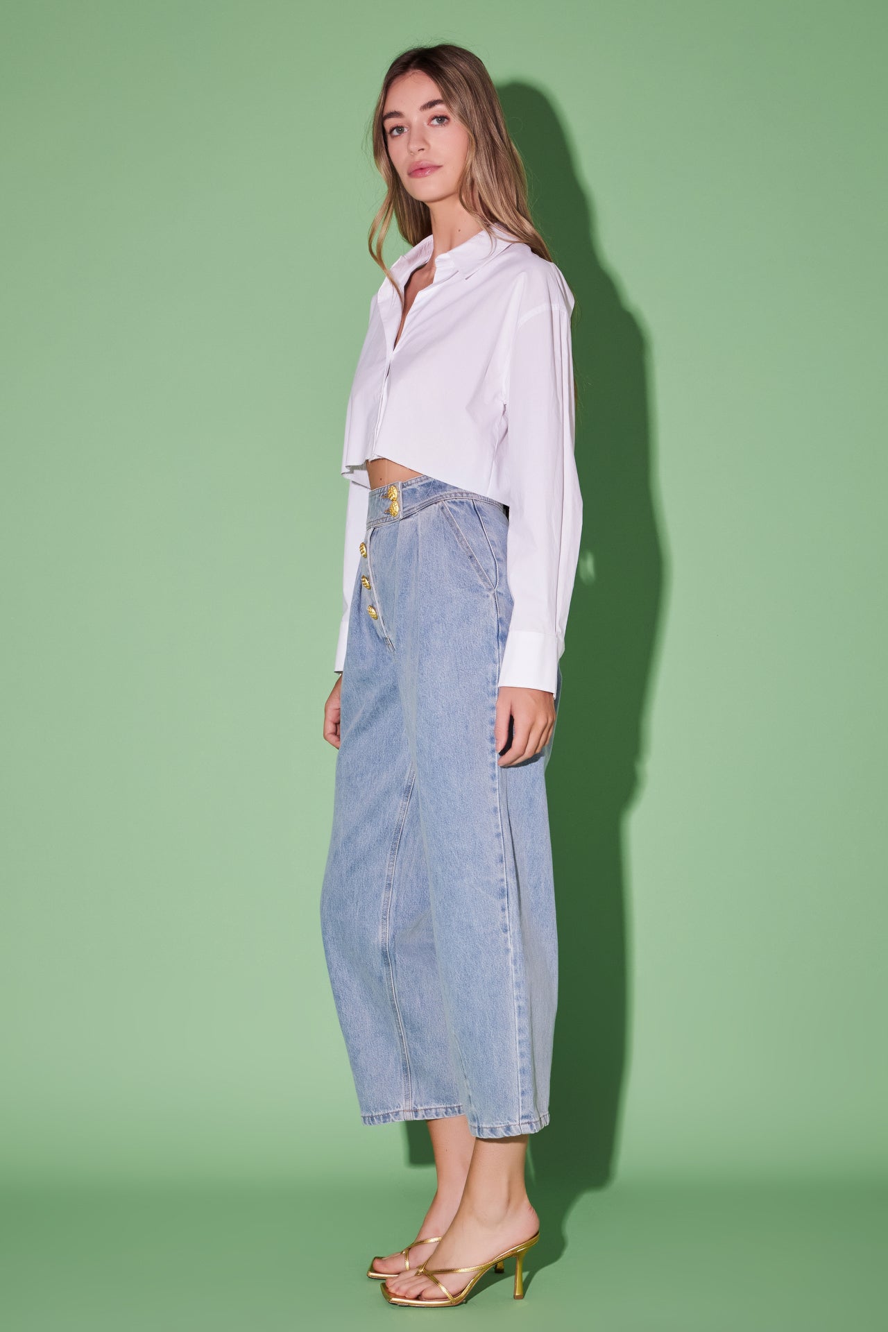 ENGLISH FACTORY - Premium Denim Cropped Trousers - JEANS available at Objectrare
