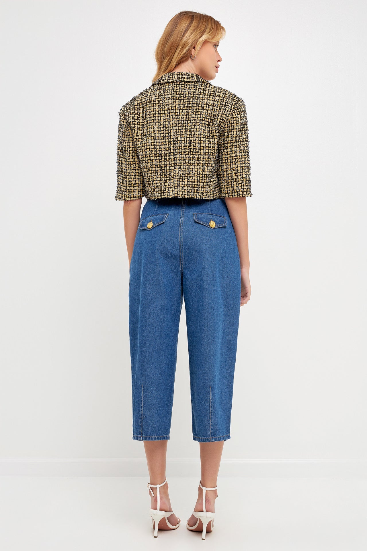 ENGLISH FACTORY - Premium Denim Cropped Trousers - JEANS available at Objectrare