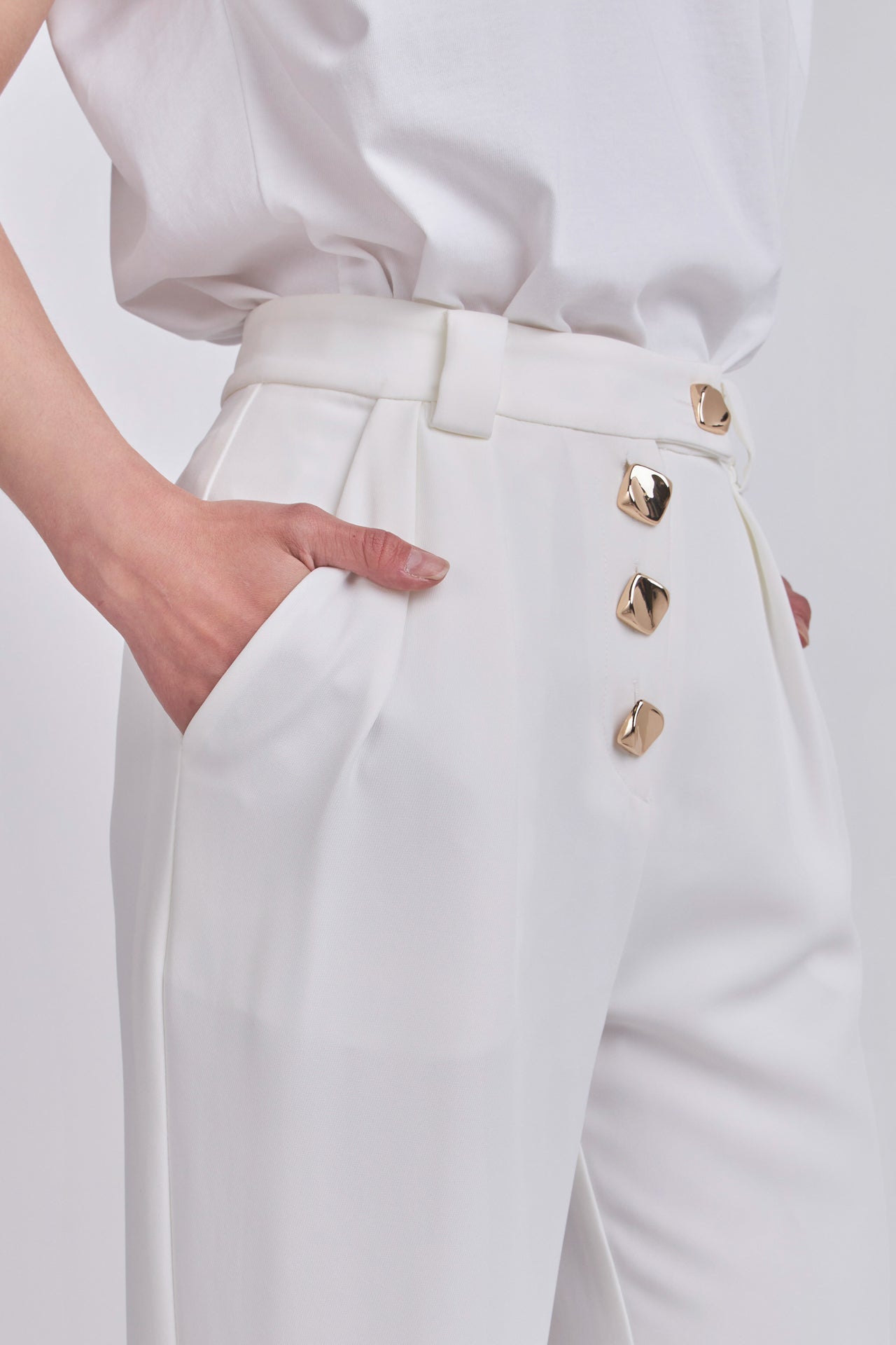 Trousers with Button Detail