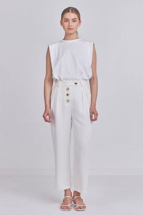 ENDLESS ROSE - Trousers with Button Detail - PANTS available at Objectrare
