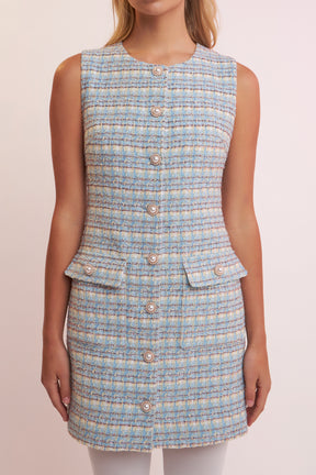 ENGLISH FACTORY - Tweed Shift Mini Dress - DRESSES available at Objectrare