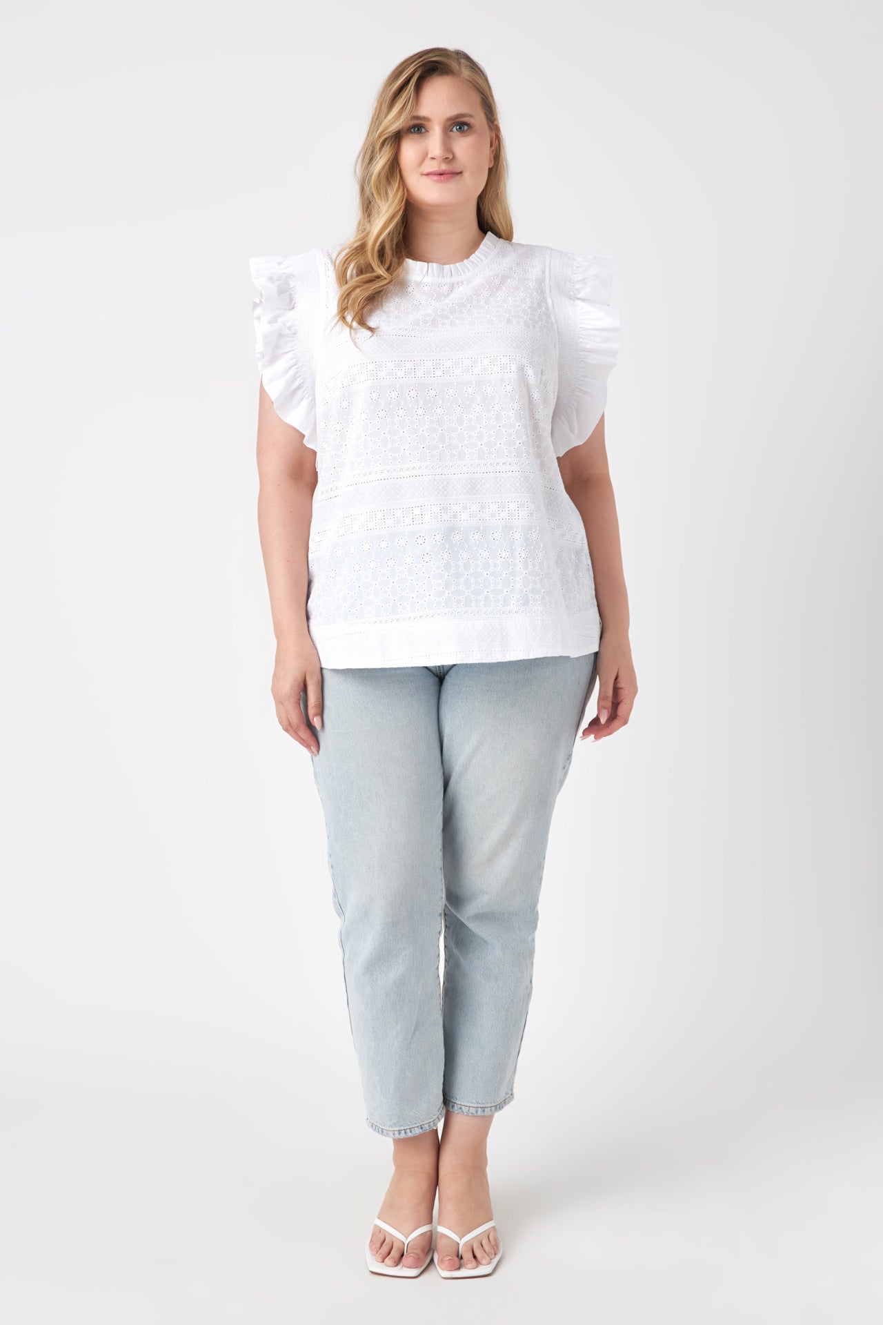 ENGLISH FACTORY - Ruffle Sleeve Embroidered Cotton Top - TOPS available at Objectrare