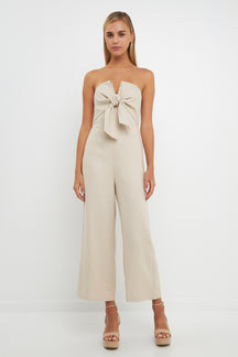 ENGLISH FACTORY - Bustier Front Tie Jumpsuit - JUMPSUITS available at Objectrare