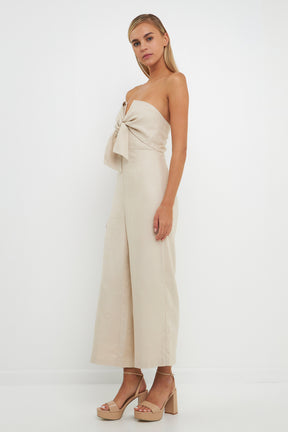 ENGLISH FACTORY - Bustier Front Tie Jumpsuit - JUMPSUITS available at Objectrare
