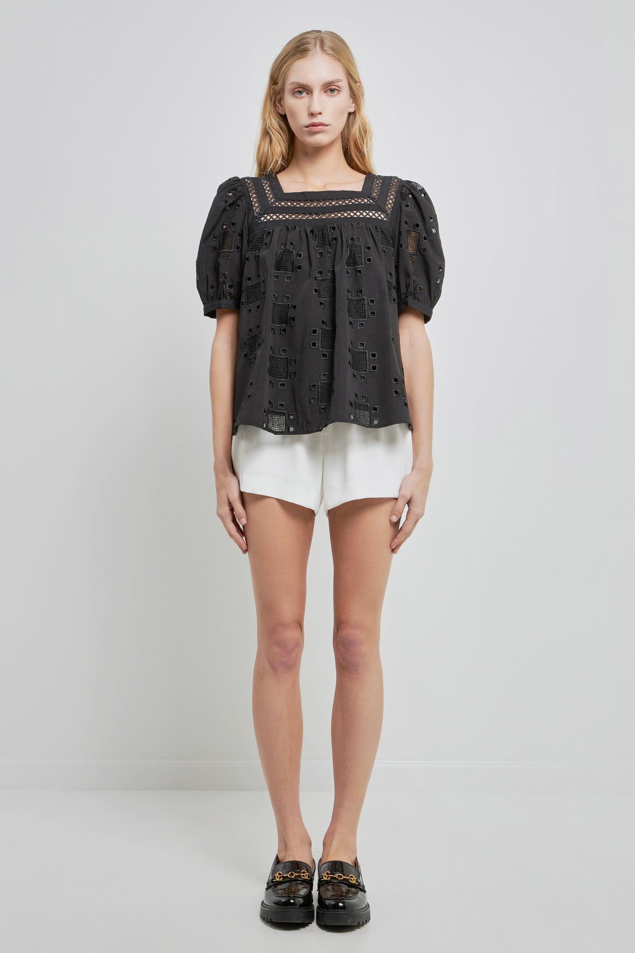 ENGLISH FACTORY - Square Neck Embroidered Top - TOPS available at Objectrare