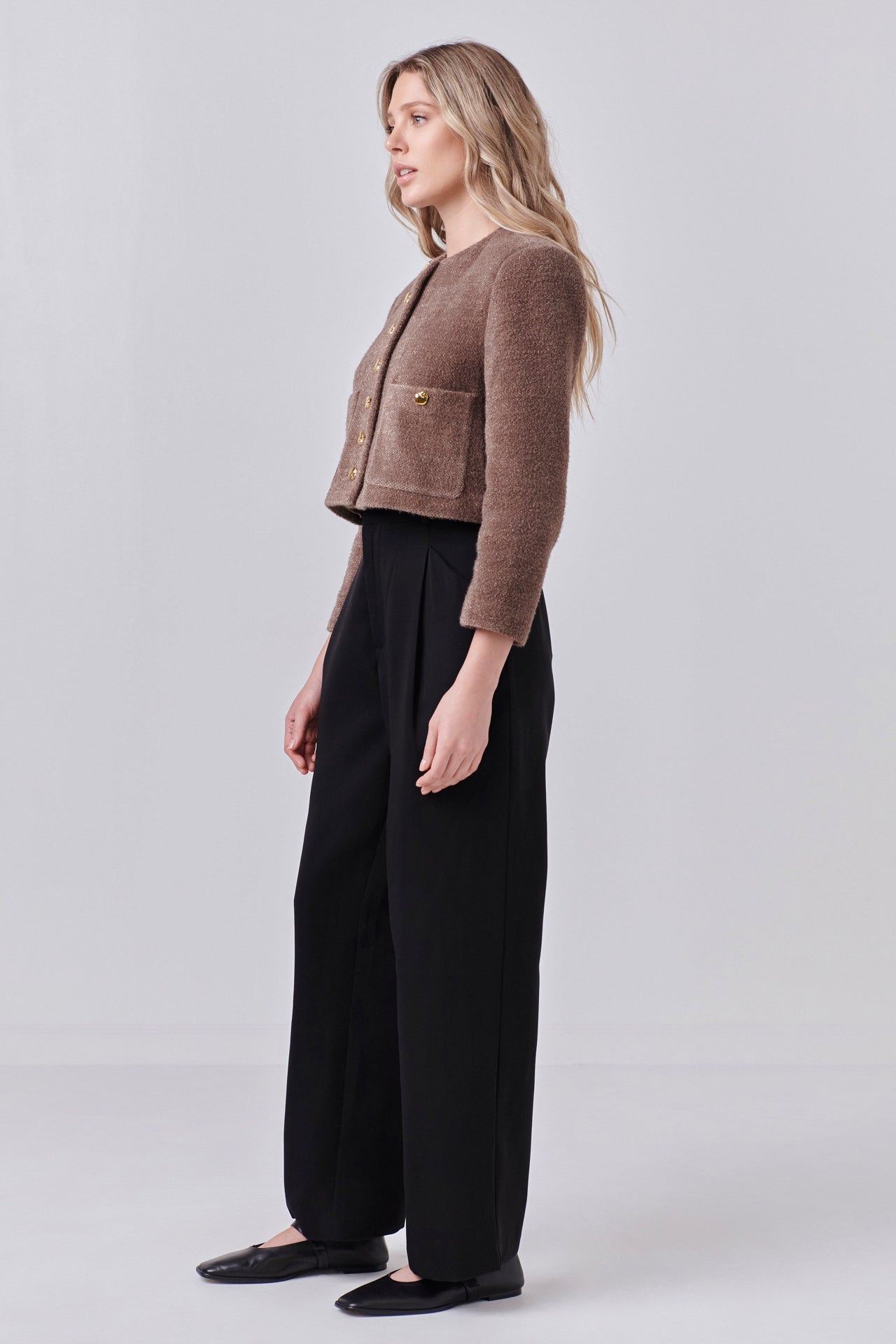 ENGLISH FACTORY - Cropped Knit Jacket - JACKETS available at Objectrare