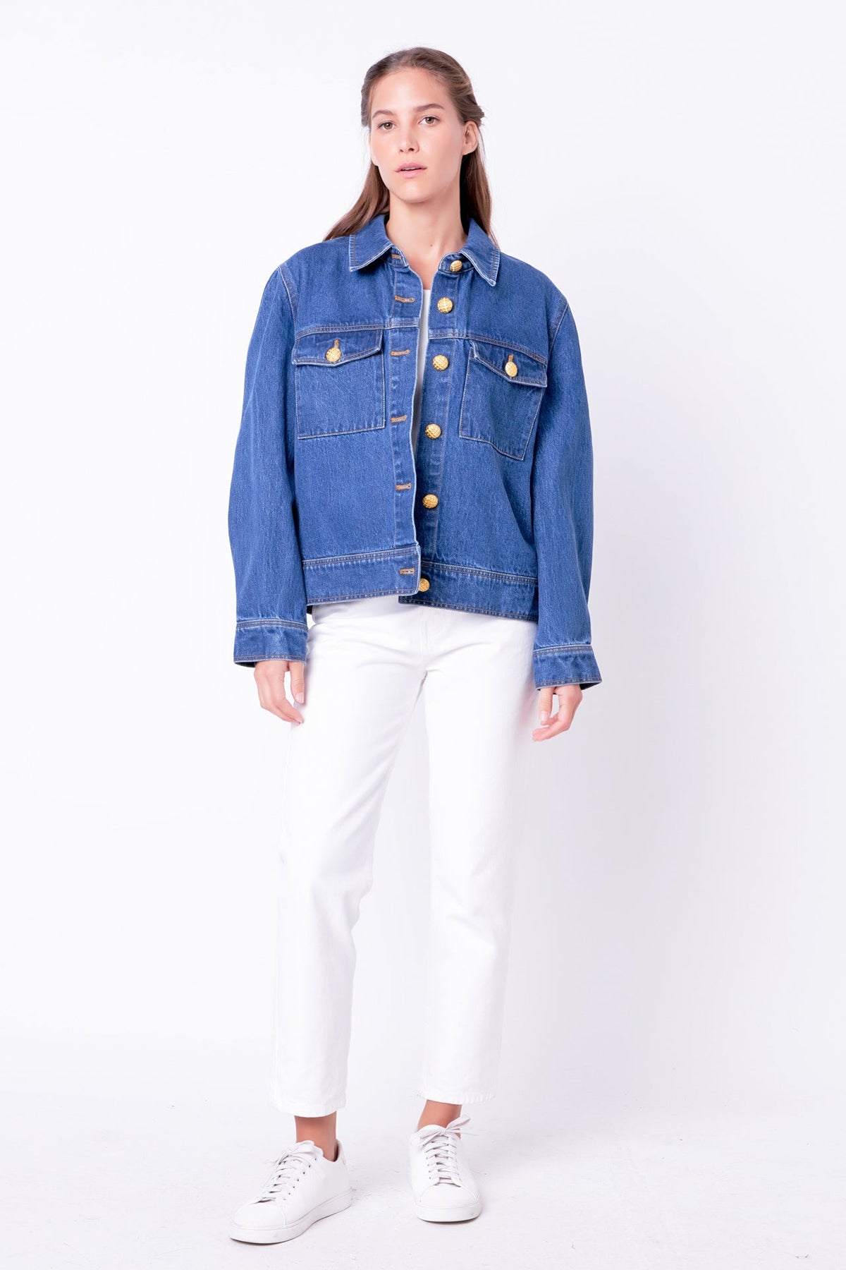 ENGLISH FACTORY - Denim Jacket With Brass Buttons - JACKETS available at Objectrare
