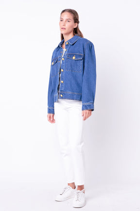 ENGLISH FACTORY - Denim Jacket With Brass Buttons - JACKETS available at Objectrare