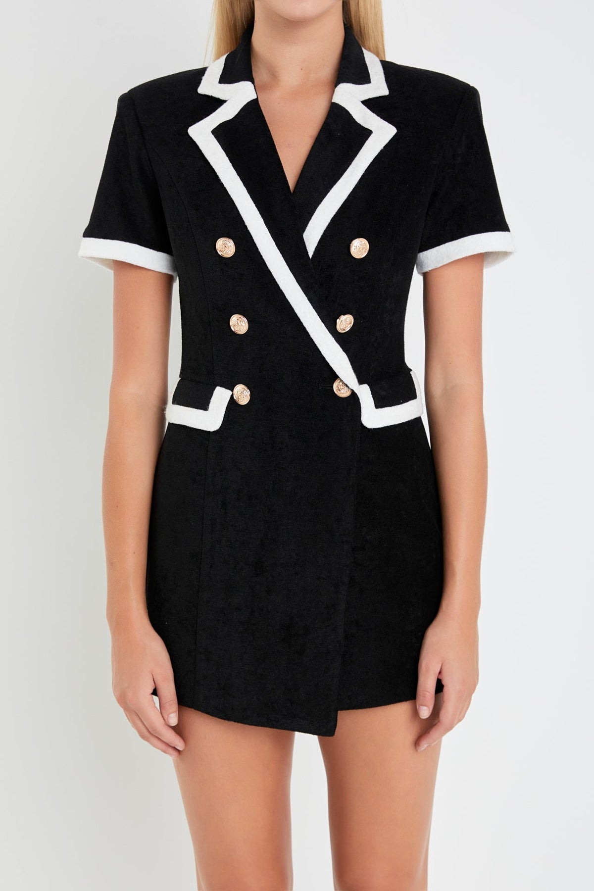 ENGLISH FACTORY - Terrycloth Blazer Romper - ROMPERS available at Objectrare