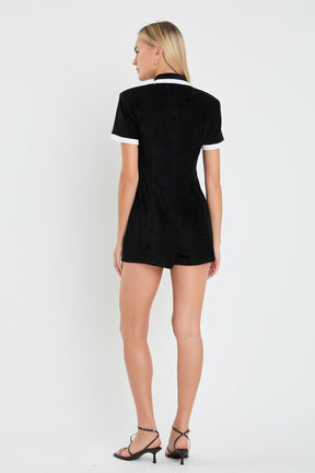 ENGLISH FACTORY - Terrycloth Blazer Romper - ROMPERS available at Objectrare