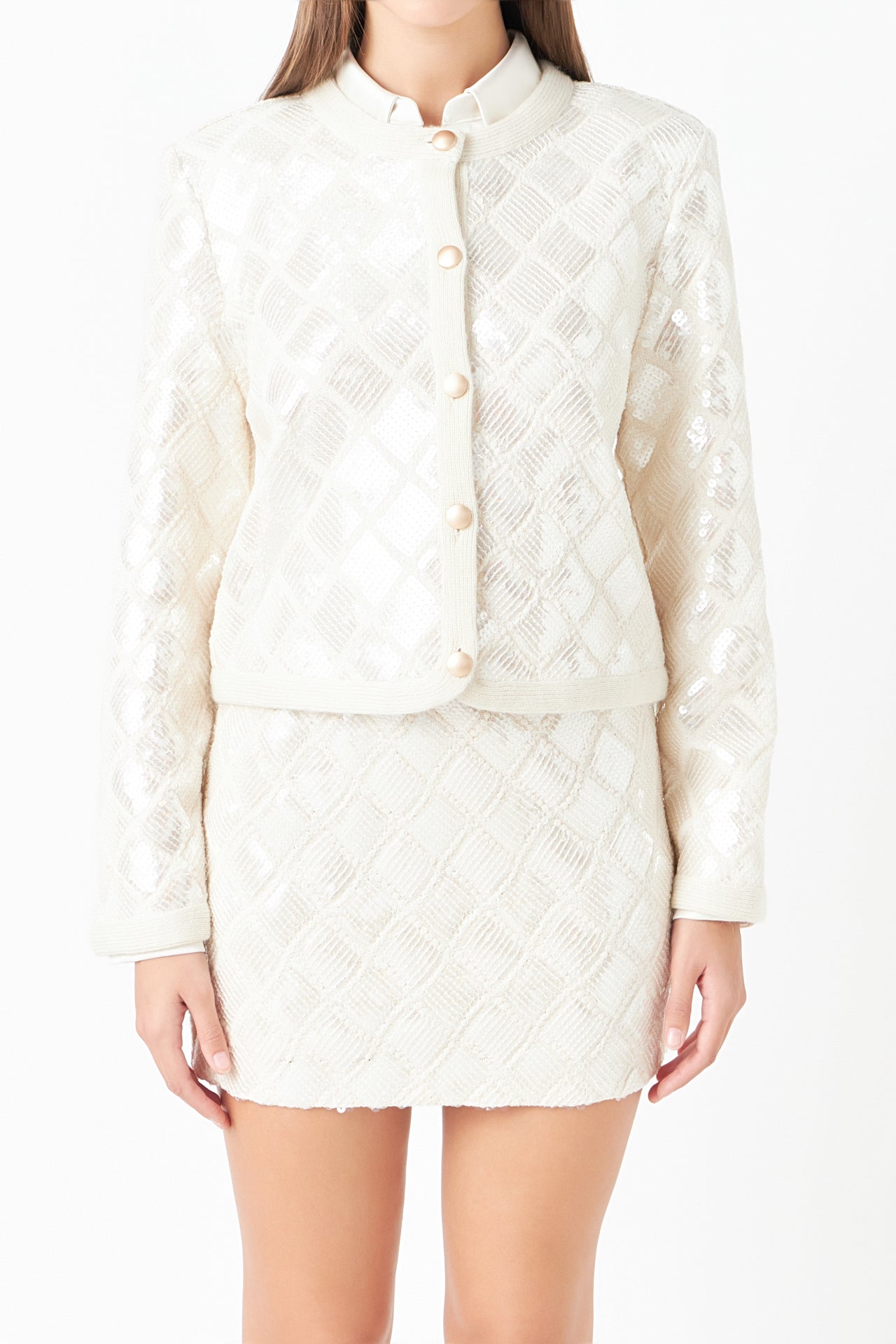 ENDLESS ROSE - Sequin Patchwork Crocket Jacket - JACKETS available at Objectrare