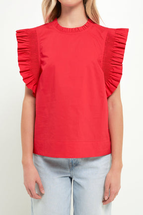 ENGLISH FACTORY - Ruffle Sleeve Top - TOPS available at Objectrare