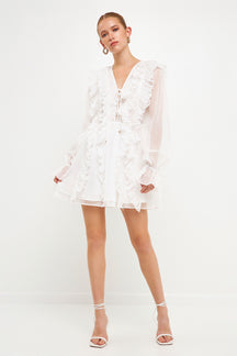 ENDLESS ROSE - Long-Sleeve Ruffle Mini Dress - DRESSES available at Objectrare