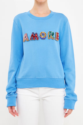ENDLESS ROSE - Beaded Amore Sweatshirt - SWEATERS & KNITS available at Objectrare