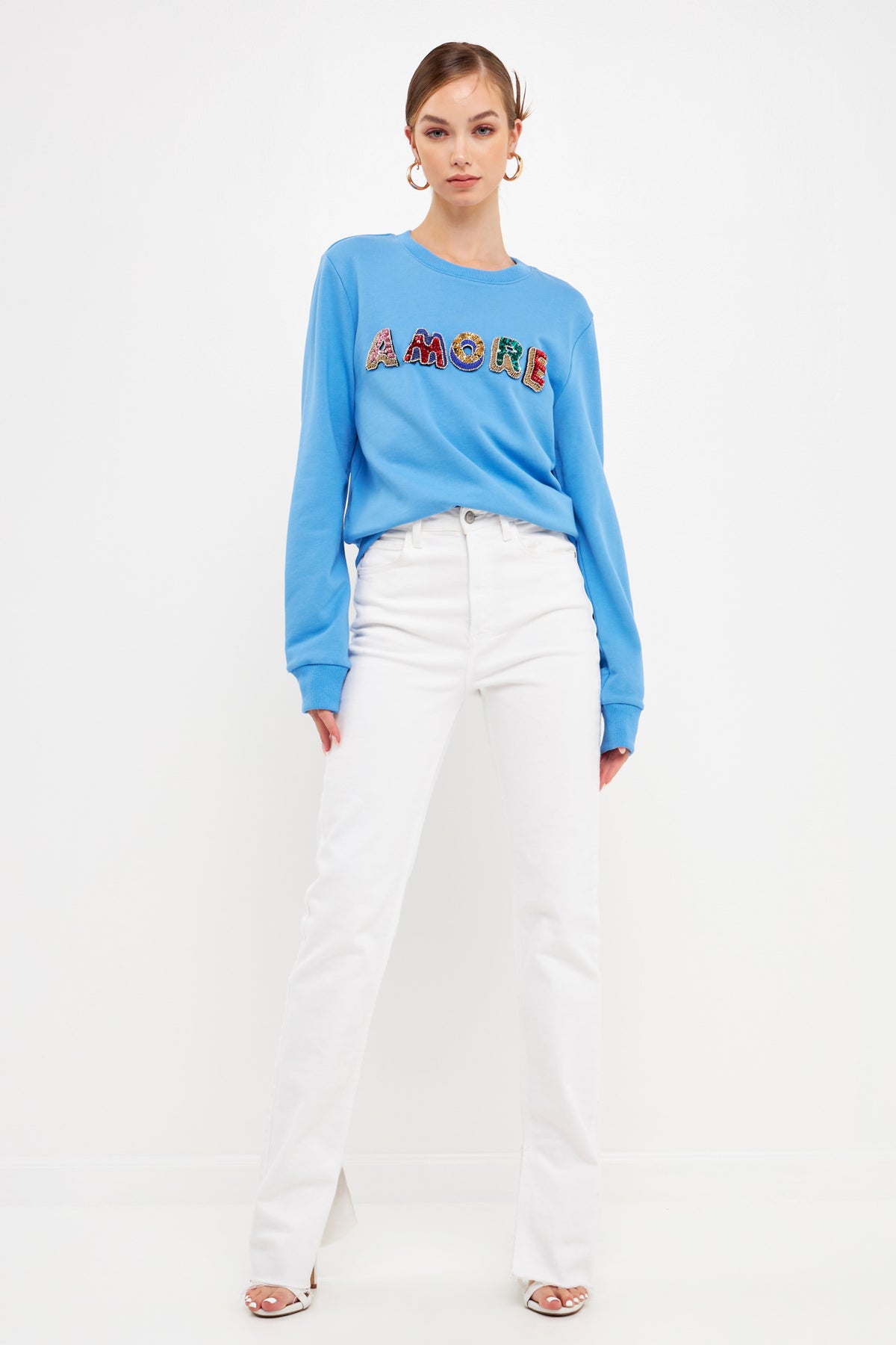 ENDLESS ROSE - Beaded Amore Sweatshirt - SWEATERS & KNITS available at Objectrare