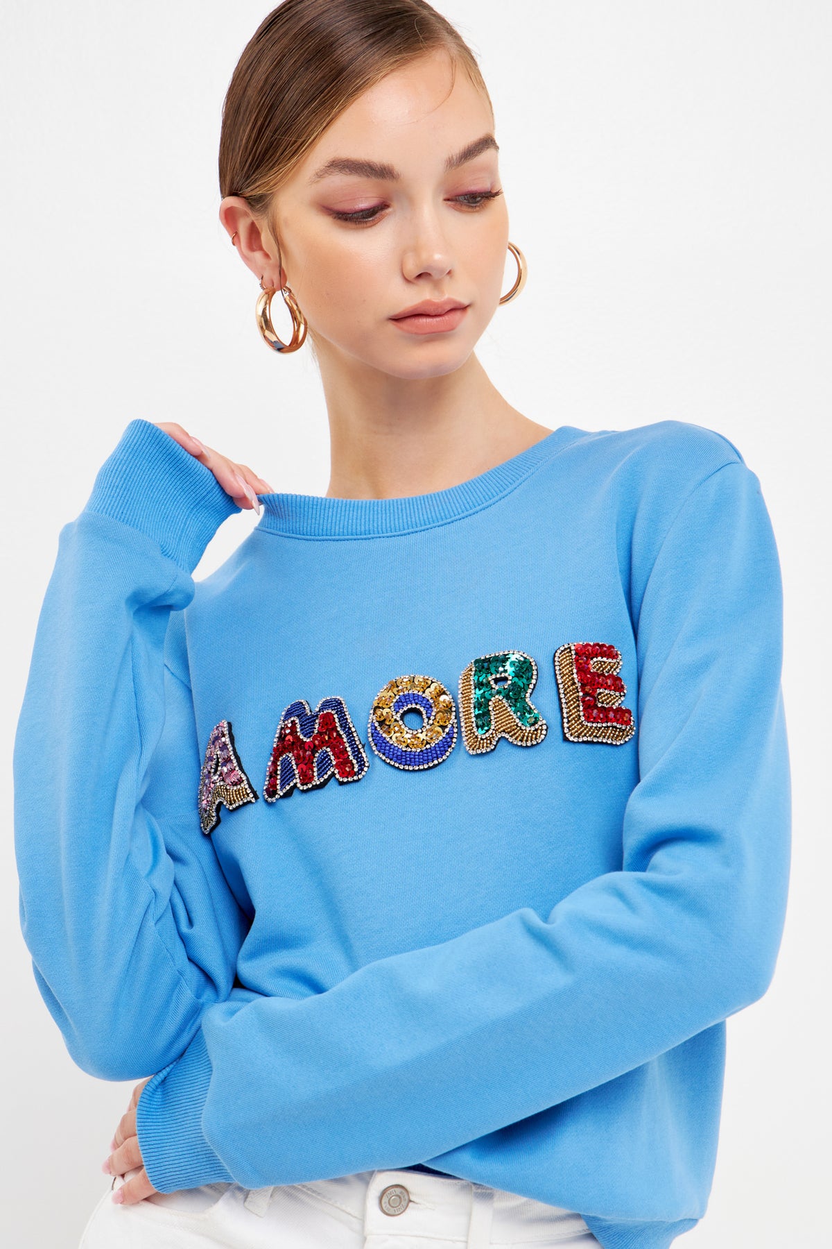 ENDLESS ROSE - Beaded Amore Sweatshirt - SWEATERS & KNITS available at Objectrare