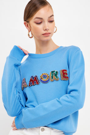 ENDLESS ROSE - Beaded Amore Sweatshirt - SWEATERS & KNITS available at Objectrare