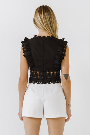 ENDLESS ROSE - Crochet Lace Crop Top - TOPS available at Objectrare