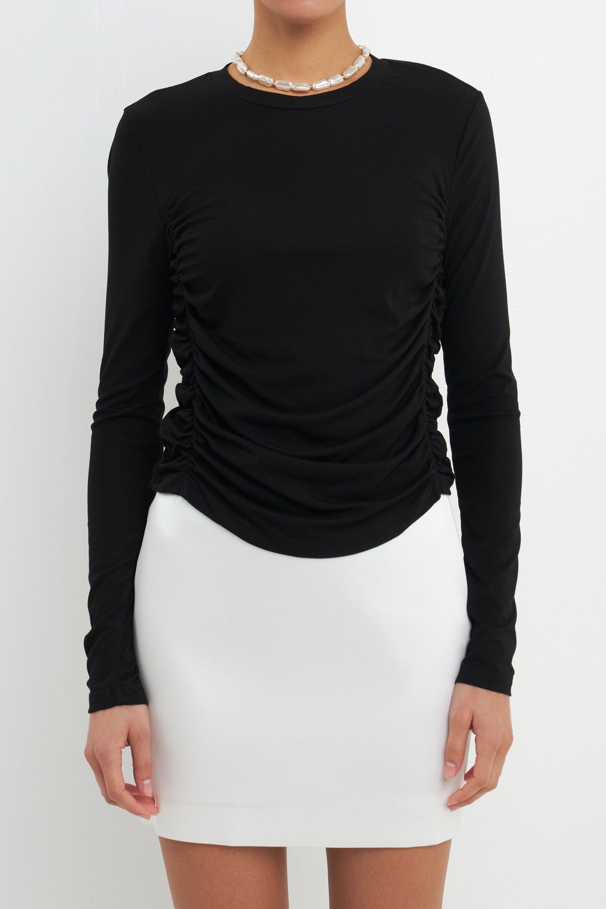 GREY LAB - Ruched Side Knit Top - TOPS available at Objectrare