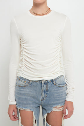 GREY LAB - Ruched Side Knit Top - TOPS available at Objectrare