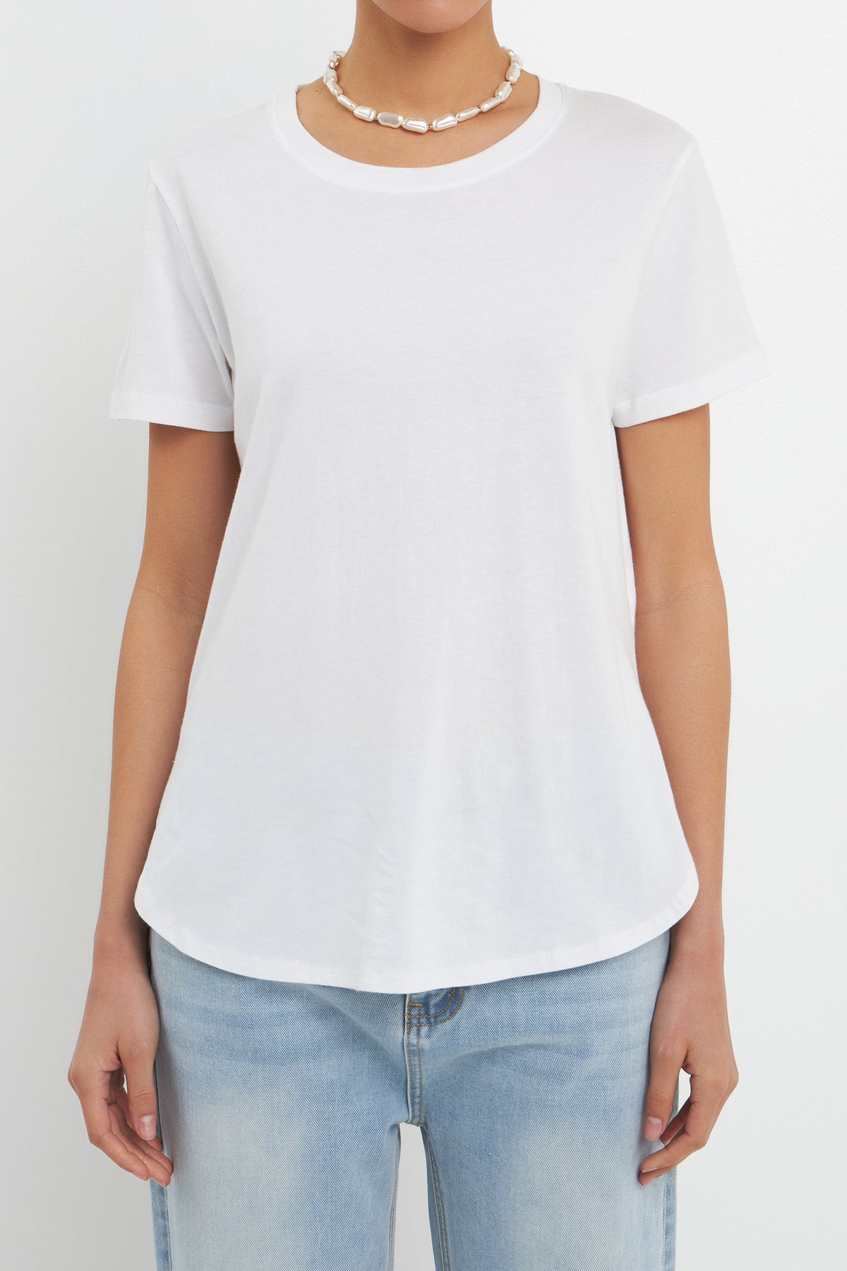 GREY LAB - Classic Round Neck T-shirt With Round Hem - TOPS available at Objectrare