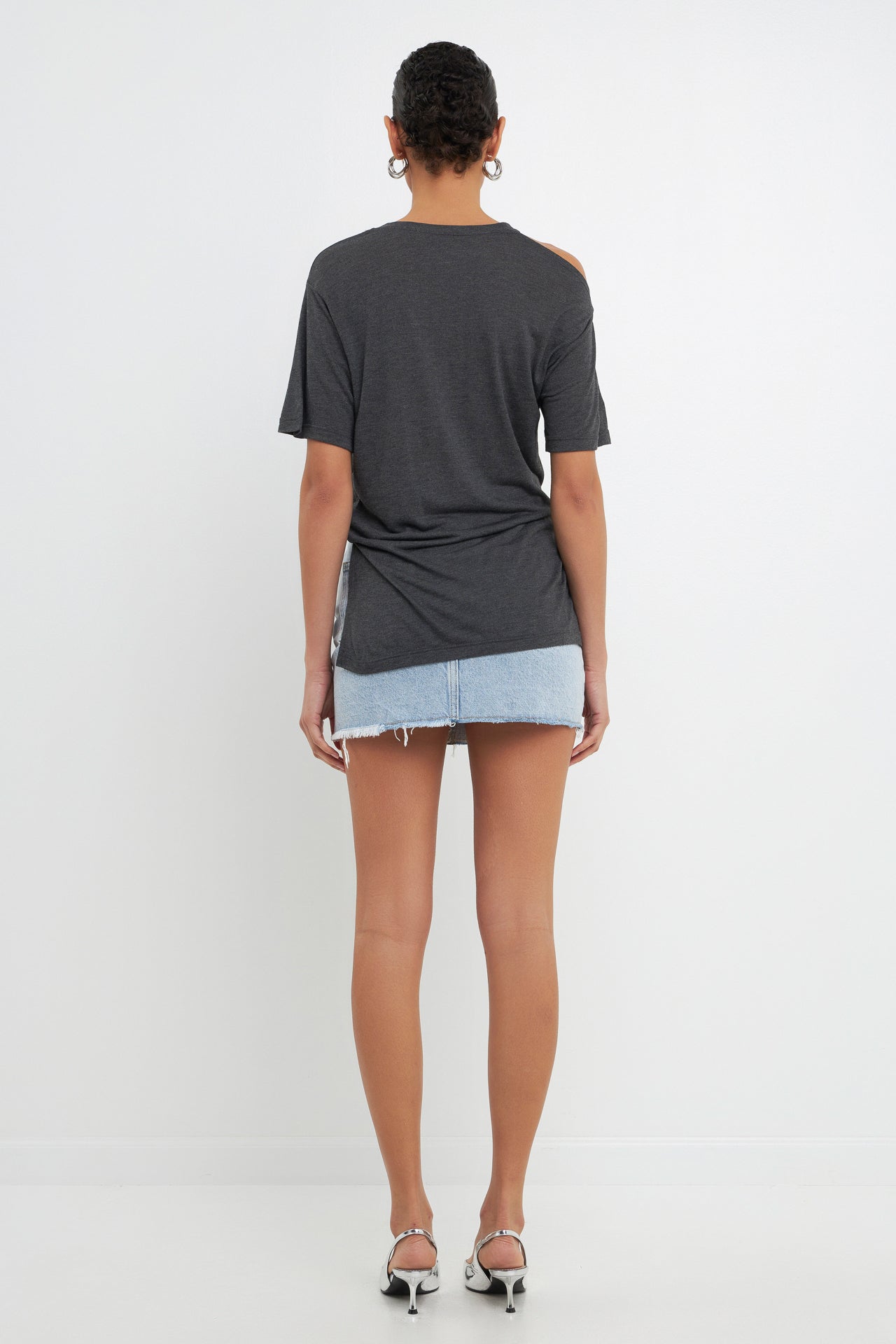 GREY LAB - T-Shirt with Cutout Shoulder Detail - T-SHIRTS available at Objectrare