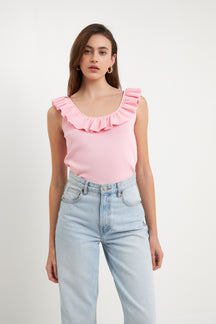 ENDLESS ROSE - Endless Rose - Ruffle Neck Knit Top - TOPS available at Objectrare