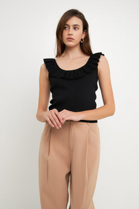 ENDLESS ROSE - Endless Rose - Ruffle Neck Knit Top - TOPS available at Objectrare